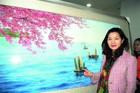 蘇繡，春早江南，蘇繡大師，蘇繡人民大會堂壁畫