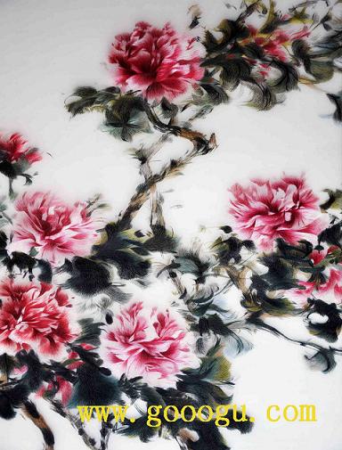 蘇繡牡丹精品，牡丹刺繡畫，蘇繡精品畫